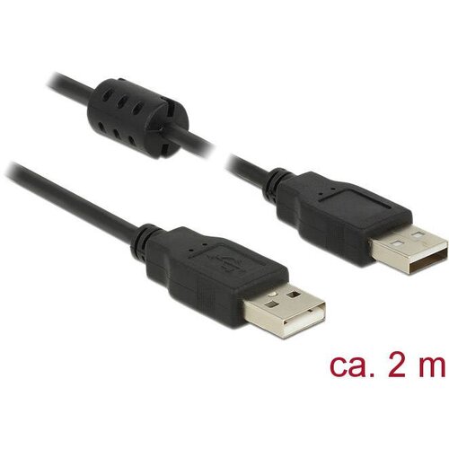 Delock USB kabel USB 2.0 USB-A vtič\, USB-A vtič 2.00 m črna s feritnim jedrom 84891, (20415721) Cene
