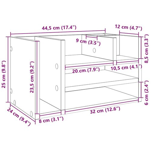  Organizator za stol bijeli 44,5 x 24 x 25 cm konstruirano drvo Slike
