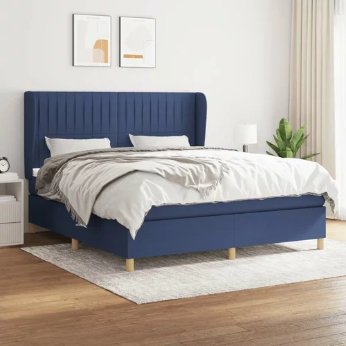  Box spring postelja z vzmetnico modra 160x200 cm blago, (20896846)