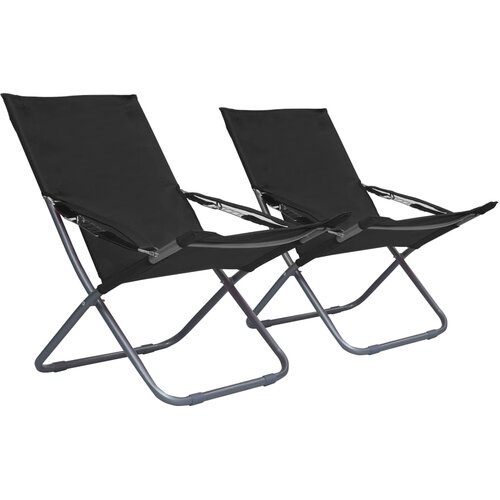 The Living Store Zložljivi stoli za na plažo 2 kosa iz blaga črni - Zložljiv Stol Za Na Plažo, (21485429) Cene