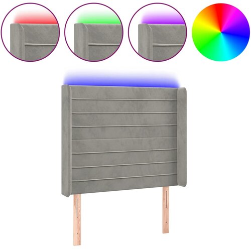 Maison Chic led posteljno vzglavje - vzglavna omarica - nočna omarica svetlo sivo 83x16x118/128 cm žamet, (21708128) Slike