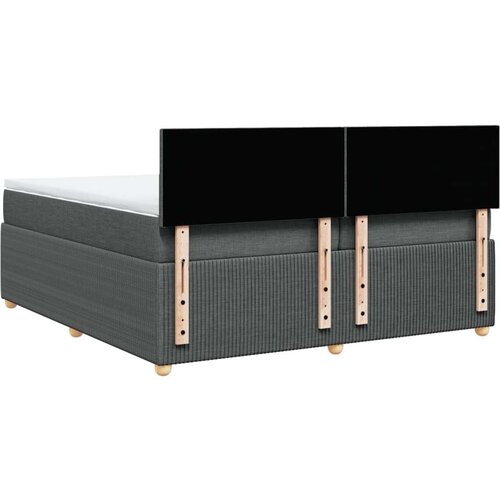 VidaXL Krevet s oprugama i madracem tamnosivi 200 x 200 cm od tkanine Slike