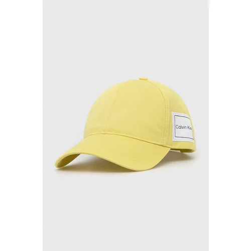 Calvin Klein Bombažna bejzbolska kapa rumena barva