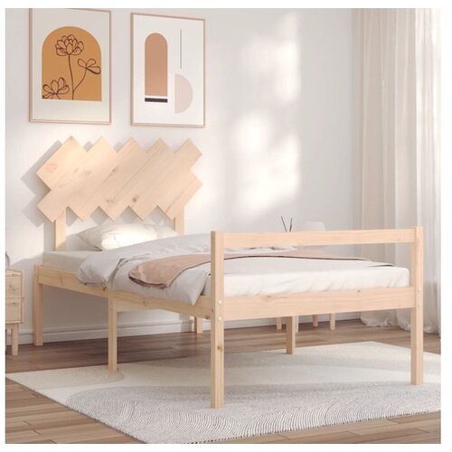 VidaXL Posteljni okvir z vzglavjem 100x200 cm trden les Slike