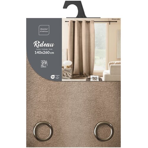Douceur d int&amp;eacute;rieur Svetlo rjava boucl&amp;eacute; zavesa 140x260 cm Winona &amp;ndash; Slike