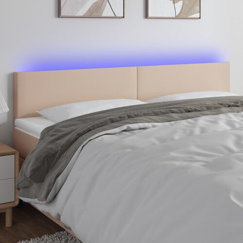 vidaXL LED posteljno vzglavje kapučino 180x5x78/88 cm umetno usnje Cene
