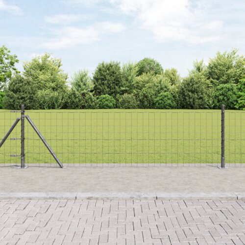 vidaXL Evropska ograja z 13 flan&scaron;nimi stebri 0.4x50 m Galvanizirano jeklo Cene
