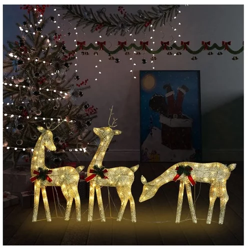  Družuna božičnih jelenov 270x7x90 cm zlata toplo bela mreža