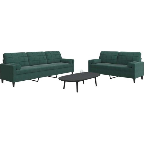 vidaXL 2-dijelni set sofa s jastucima tamnozeleni baršunasti Cijene
