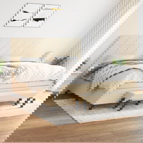 The Living Store Box spring postelja z vzmetnico krem 160x200 cm blago - Box Spring Postelja, (21514677) Cene