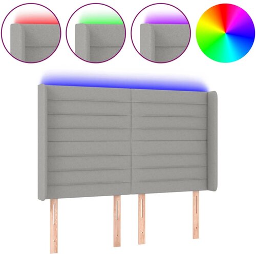 VidaXL LED posteljno vzglavje svetlo sivo 147x16x118/128 cm blago, (20793497) Slike