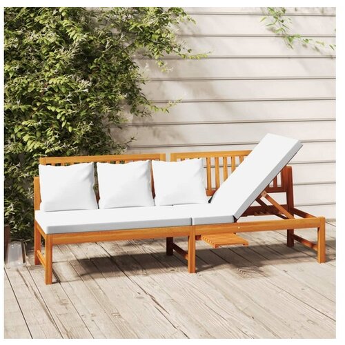  Dnevna postelja s krem blazino 200x60x75 cm akacijev les Slike