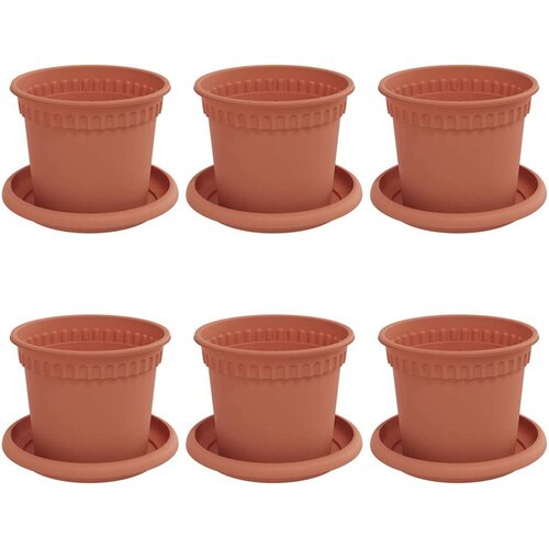 VidaXL Saksije za biljke 6 pcs Crvena cigla &amp;Oslash; 12 5 x 10 cm Plastika - Crvena cigla &amp;Oslash; 12 5 x 10 cm 6 Slike