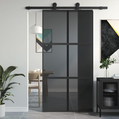 vidaXL Klizna vrata crna 102 5x205 cm od kaljenog stakla i aluminija Cijene