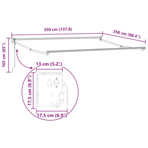vidaXL Avtomatska retraktibilna tenda Bela 350x250 cm, Tenda za zamenjavo tkanine za okvir 3.5x2.5 m Bela Cene