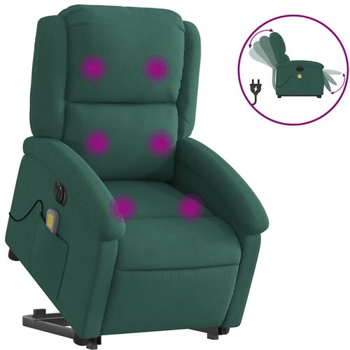 Maison Chic Električni masažni naslanjač - Relax naslanjač s funkcijo vstajanja zelen žamet, (22042521) Cene