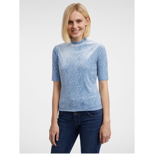 Orsay Light Blue Women&amp;#039;s Patterned Velvet Top - Women&amp;#039;s Slike