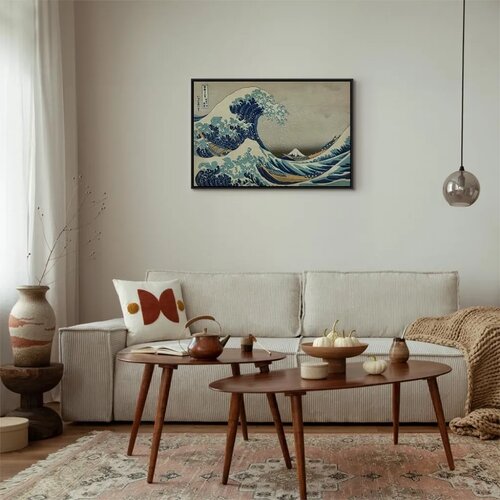  Slika - Hokusai Katsushika &amp;ndash; The Great Wave off Kanagawa 60x40 U crnom drvenom okviru Slike