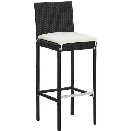  3-dijelni vrtni barski set od poliratana s jastucima crni Crna 60 cm table length Slike
