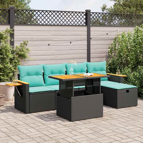 vidaXL 6-dijelni set vrtnih sofa s jastucima crni od poliratana bagrem Cijene