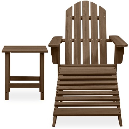 Maison Chic Vrtni Stoli - Stol za vrt Adirondack z naslonom za noge in mizo les jelke rjav JS608, (21877396) Cene