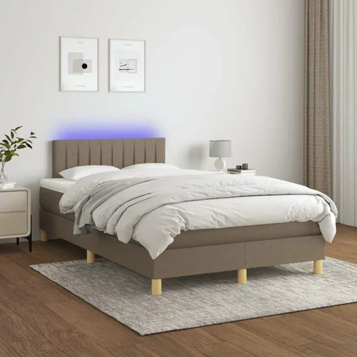 Box spring postelja z vzmetnico LED taupe 120x200 cm blago, (20898754)