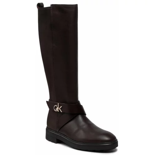 Calvin Klein Jahalni škornji Knee Boot 20 W/Hdw HW0HW00607 Rjava