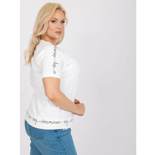 Fashion Hunters Ecru cotton plus size blouse for everyday use Slike
