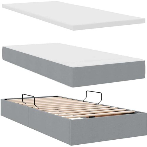  Krevet s madracem i skladi&amp;scaron;tem Svijetlo siva 90 x 200 cm - Svjetlosiva 90 x 200 cm Blok sa kvadratićima Slike