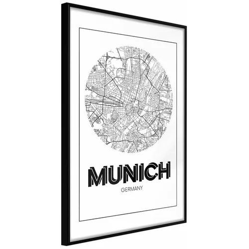  Poster - City Map: Munich (Round) 20x30