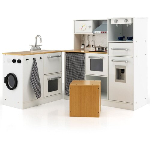 Costway Lesena kotna kuhinja za otroke 130 x 29 x 81, (5000023962) Slike