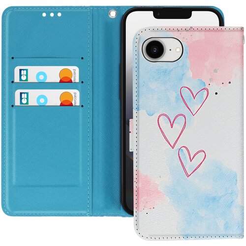 AVIZAR Ohi&scaron;je za iPhone 16 Heart s trakom in držalom za kartice, Modro / Roza, (5000014884) Cene