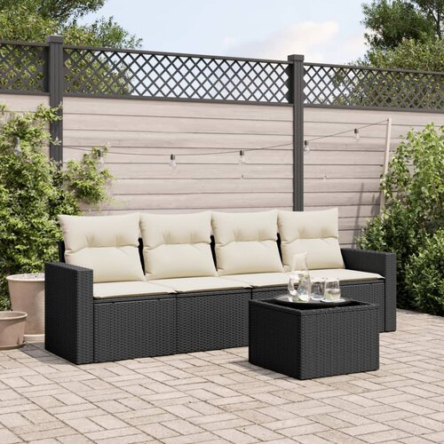  5-dijelna vrtna garnitura od poliratana s jastucima crna 65.5 x 62 x 69 cm Cijene