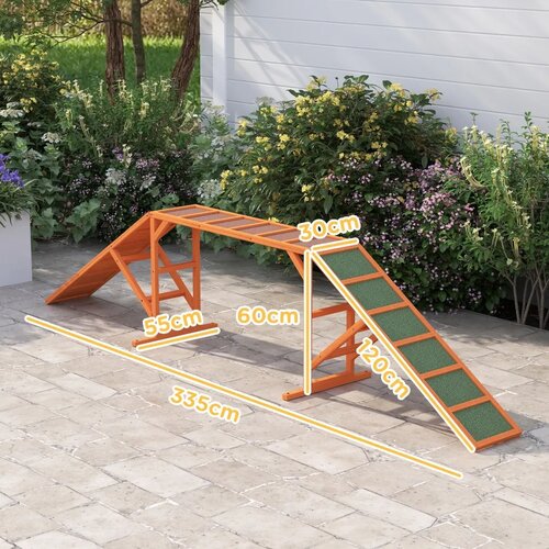  Rampa za pse Agility staza s preprekama protuklizna otporna na vremenske uvjete drvena 335 x 55 x 60 cm narančasta Slike