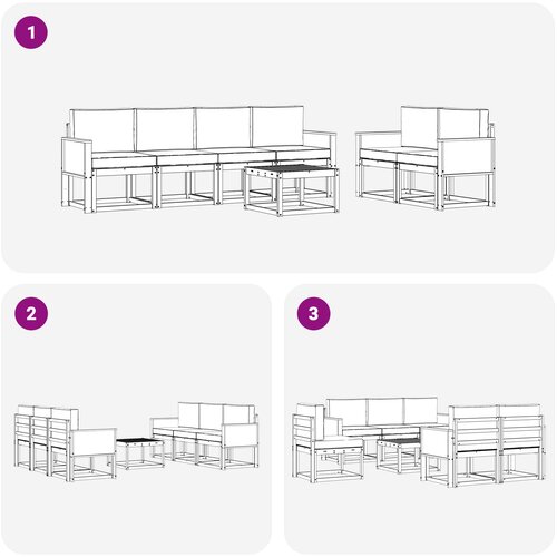  Set vanjskih sofa 7 pcs Prirodna i krem Poliester Slike