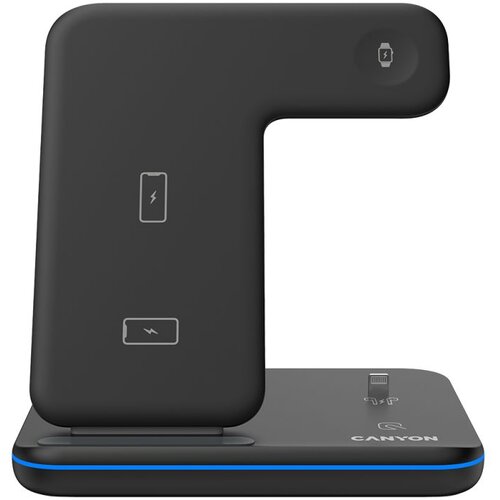 Canyon wireless charger WS-302 15W 3in1 Black Slike