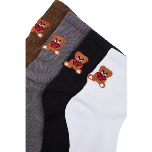 Trendyol Black-Multicolor 4 Pack Cotton Knitted Socks