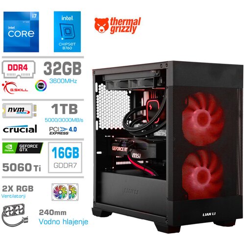 MEGA Računalnik MT S7X i7-12700KF/RTX5060Ti-16GB/32GB/1TB/750W/Brez OS/črna RGB + Estetski napajalni kabli [Rdeča / Črna], (5000273827) Cene