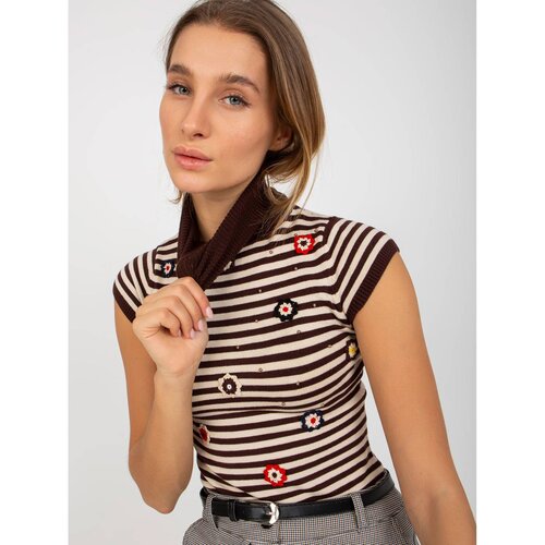Fashion Hunters Dark brown turtleneck with short sleeves Cijene
