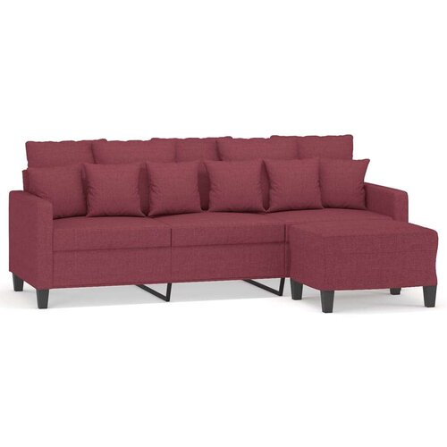 VidaXL Trosjed s tabureom crvena boja vina 180 cm od tkanine Slike