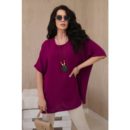 Kesi Oversized blouse with plum pendant Slike
