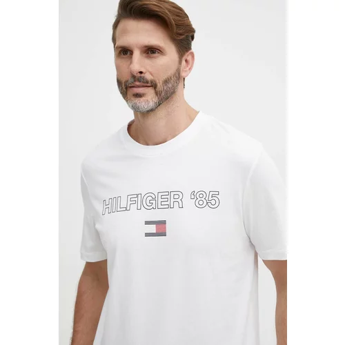 Tommy Hilfiger Pamučna majica za muškarce, boja: bijela, s tiskom, MW0MW34427