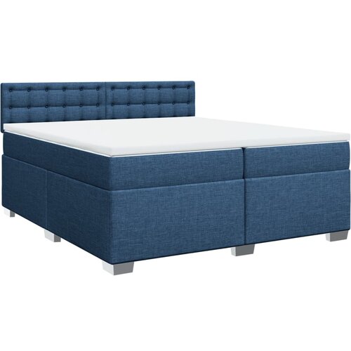 VidaXL Krevet s oprugama i madracem plavi 200 x 200 cm od tkanine Slike