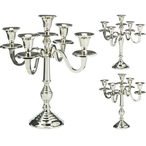  SVIJEĆNJAK 30CM ZA 5 SVIJEĆA SREBRNI SORTO Cijene