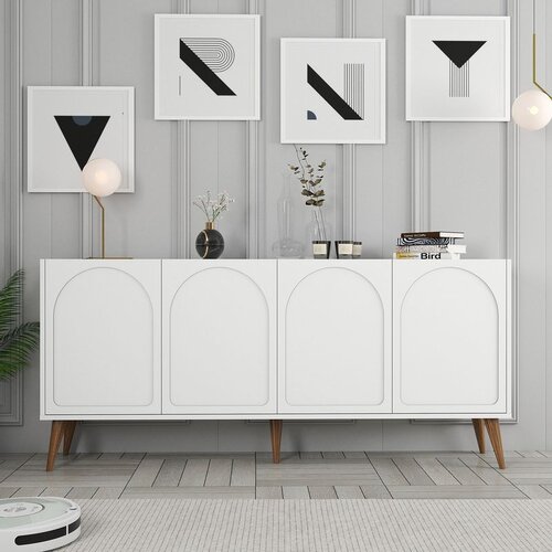 Hanah home komoda lyon 81 - white, walnut whitewalnut console Cene