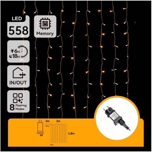 Aigostar LED spolja&amp;scaron;nji božićni svetlosni lanac 558xLED/6W/230V 3x1,8m IP44 topla bela Slike