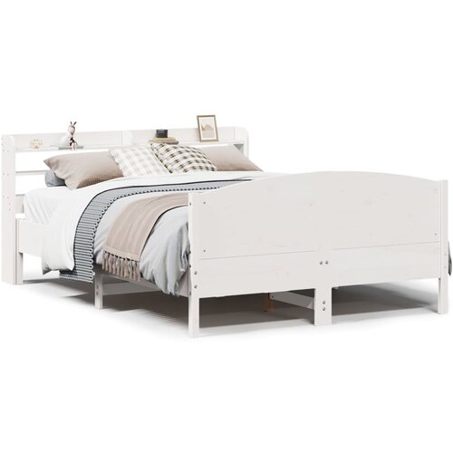 VidaXL Posteljni okvir brez vzmetnice bel 120x190 cm trdna borovina Slike