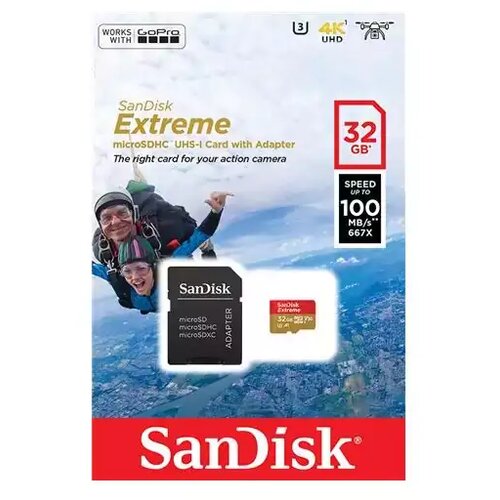 San Disk MEM MICROSD 32GB Extreme + adapter (SDSQXAF-032G-GN6AA) Cene