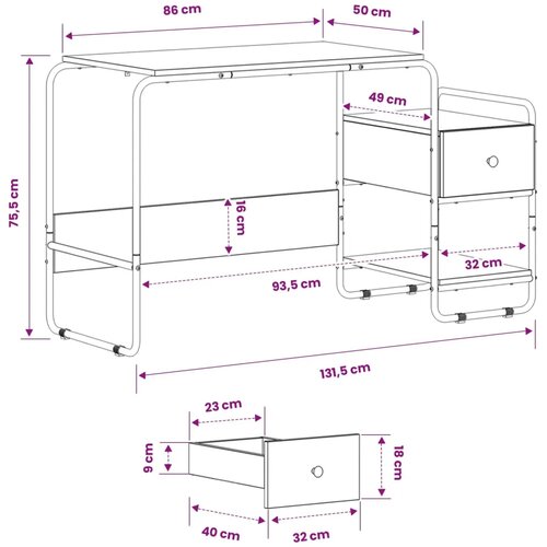  Stol s pohranom Hrast sonoma 131.5 x 50 x 75.5 cm - Hrast sonoma Slike