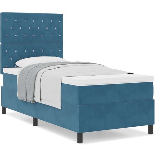 VidaXL Box Spring krevet s madracem tamnoplave boje pojedinačni bar&amp;scaron;un Slike